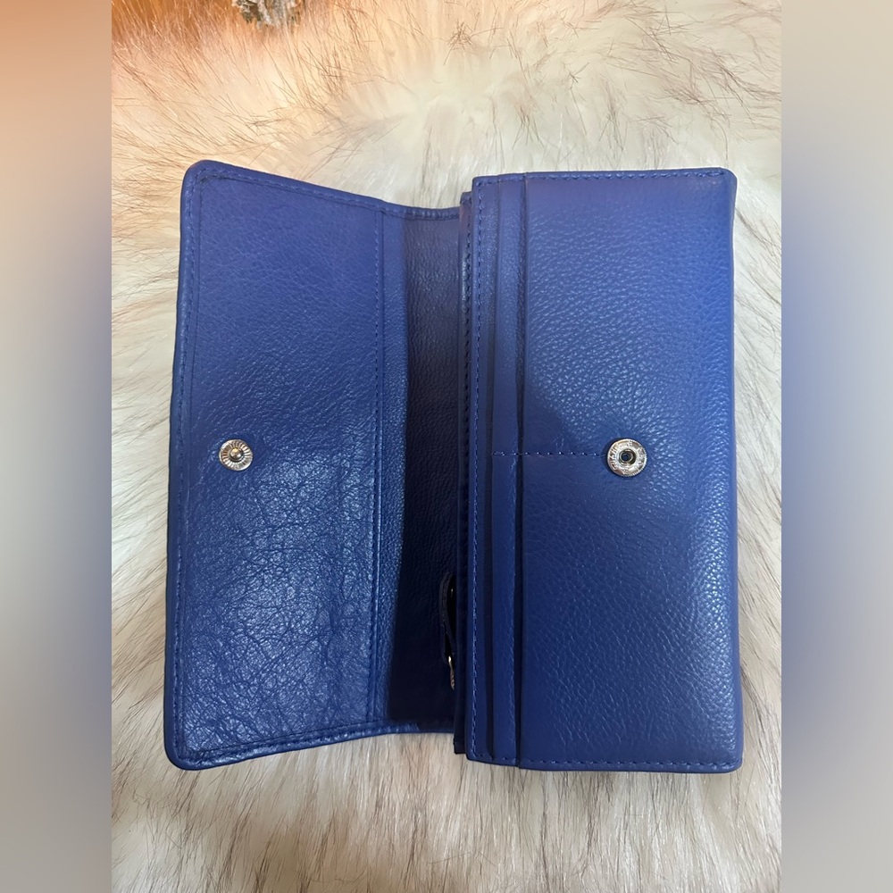 NWOT Artisans In India 100% Genuine Blue Multi Leather Woven Trifold Wallet - Picture 7 of 16